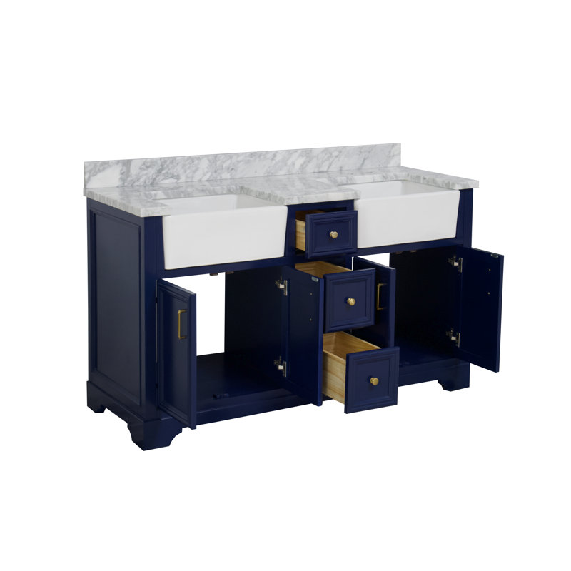 Sand & Stable Emiliano 60'' Free Standing Double Bathroom Vanity with Top & Reviews Wayfair